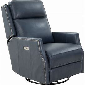 Cavill Barone Navy Blue Leather Swivel Glider Power Recliner With Power Headrest, Blue Contemporary And Modern Recliners From Barcalounger