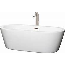 Wyndham Collection WCOBT100371ATP11 Mermaid 71" Free Standing Acrylic Soaking Tub With Center Drain Drain Assembly And Overflow - Includes Floor