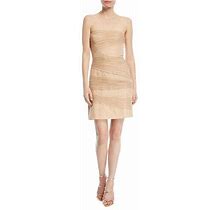 Halston Heritage Strapless Metallic Sheath Dress Msrp $375 Size 12 9Ak