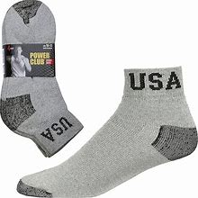 4 Pairs Mens USA Ankle Quarter Socks Cushioned Grey Athletic Sports 10-13 Cotton