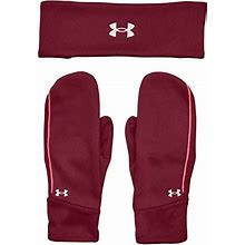 New Under Armour Headband & Mittens Set League Red/Reflective