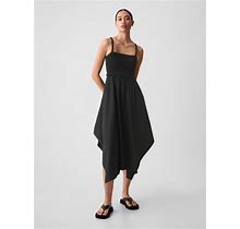 Women's Smocked Handkerchief Hem Midi Dress By Gap Black Size XS