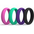 Swagmat Womens Silicone Wedding Ring - 4 Ring Pack - Black, Boulder Gray, Seashell White, Royal Purple - 5.5 mm Width - 2 mm Thickness