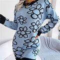 Lilgiuy Women's Winter Casual Printed Long Sleeve Round Neck Knitted Dress For Beer Festival