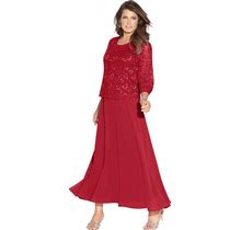 Plus Size Women's Lace Popover Dress By Roaman's In Classic Red (Size 24 W) Formal Evening