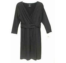 Talbots Black Faux Wrap Dress - Size Med Petite - Nwts - Msrp $119