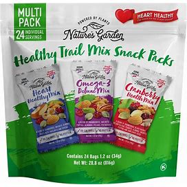 Nature's Garden Healthy Trail Mix Snack Packs - Mixed Nuts, Heart Healthy Nuts, Omega-3 Rich, Cranberries, Pumpkin Seeds, Perfect For The Entire