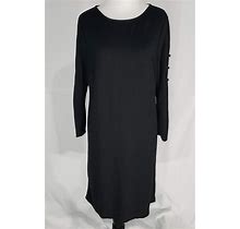 Chico's Button-Detail Ponte Black Dress Size 1/8/M