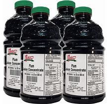 Nature Blessed 100% Pure Plum Fruit Juice Concentrate - 4 Quarts (4/32 Fl Oz Bottles), Great For Home Vintners, Home Brewers, Cider, Spirits, Mead,