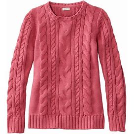 L.L.Bean | Women's Double L® Cable Sweater, Crewneck Vintage Rose Extra Small, Cotton/Cotton Yarns, Tall