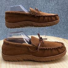 Chaps Shoes Mens 8-9 Moccasin Slipper Brown Suede Lace Up Comfort