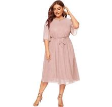 Plus Size Dresses For Women Casual O Neck Half Sleeve Knee Length Party Dress