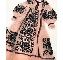 Embroidered Pink Dress Boho Style - Ukrainian Folk Ethnic Vyshyvanka.