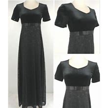 Vintage Dresses | Vintage 90S Empire Gown Maxi Dress Black Glitter 4 | Color: Black | Size: 4