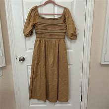 Old Navy Dresses | Old Navy Petite Cotton Dress | Color: Cream/Tan | Size: M