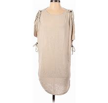 New York & Company Casual Dress Cold Shoulder Short Sleeve: Tan Dresses - Women's Size Small