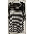 Forever 21 Womens Size Large Black & White Striped Dress 3/4 Sleeve W