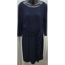 Jessica Howard Dresses | Jessica Howard Dress 14 Blue Sheath 3/4 Sleeve Gathered Stretch Party New B60 | Color: Blue | Size: 14