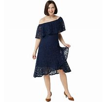 Isaac Mizrahi Dresses | Nwt Lace Dress With Tulip Hem Dress Xl Dark Navy | Color: Blue | Size: Xl