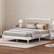 Charlton Home® Clarixa Slat Bed Wood In White | 44.9 H X 63 W X 83.9 D In | Wayfair D658af4ce7a113d9b386a3a207dc2249