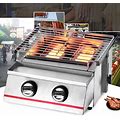 2-Burner Tabletop Propane Gas Grill BBQ Camping Griddle Stainless Steel