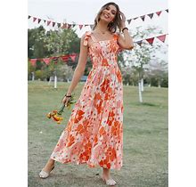 Floral Resort Maxi: Stunning Boho Chic Dress! Orange / XL