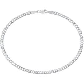 14K White Gold Open Curb Chain 9" Anklet