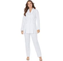 Plus Size Women's Ten-Button Pantsuit By Roaman's In White (Size 18 W)