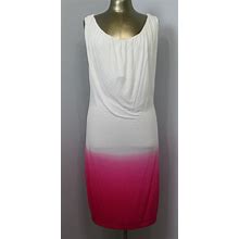 Venus White Pink Scoop Neck Dress Womens Size L Chest 36 Braided Strap