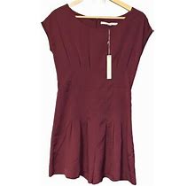 Short Sleeve Pleated LC Lauren Conrad Burgundy Maroon Red Dress Size 2 NWT