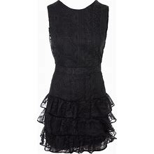 Women's Black / Red / White Pixie Ruffle Mini Silk Dress | Small | Monarh