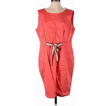 Calvin Klein Casual Dress - Sheath Boatneck Sleeveless: Red Solid Dresses - Women's Size P