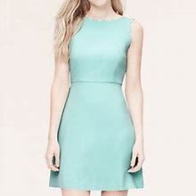 Loft Dresses | Ann Taylor Loft Sea Green Scallop Dress | Color: Green | Size: 00P