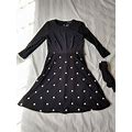 Lauren Rl Womens Long Sleeve Dress Black With White Dots With Belt