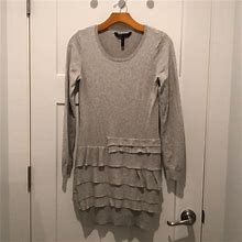 Bcbgmaxazria Dresses | Bcbg Maxazria Gray Ruffled Sweater Dress | Color: Gray | Size: S