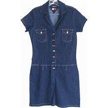 Tommy Hilfiger Dresses | Vintage Tommy Hilfiger Women's Denim Shirt Dress Size L Stretch Dark Wash | Color: Blue | Size: L