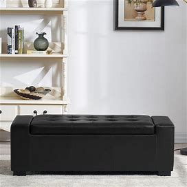 Faux Leather Upholstery Storage Bench - Black