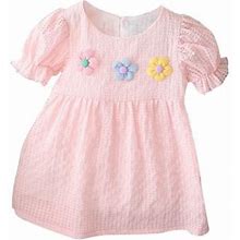 Summer Dresses For Girls New Cute Flower Puff Sleeves Round Neck Fashion Princess Dress For 2-3 Years