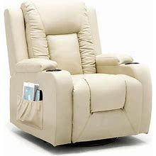 Comhoma Recliner Chair Massage Rocker With Heated Modern Pu Leather Ergonomic Lounge 360 Degree Swivel Single Sofa Seat Us