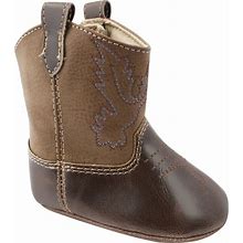 Baby Deer Baby Boys Or Baby Girls Boot With Embroidery And Piping - Brown - Size 2m