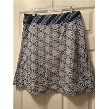 Eddie Bauer Women Blue And White Pattern Skirt Size 12 Tall