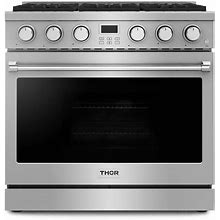 Thor Kitchen 36 in. Contemporary Professional Gas Range In Stainless Steel ARG36, Liquid Propane