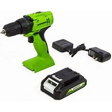 Greenworks 24V Cordless Drill/Driver With 2.0 Ah Battery And Charger, 3702102