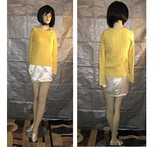 SONOMA Woman Teen Bright Yellow Cable Knit Sweater-Blouse Long Sleeve Petite M