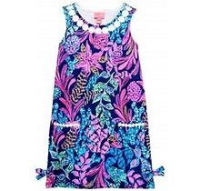 Lilly Pulitzer Girls 7-16 Little Knit Printed Shift Dress, Navy Blue, Large