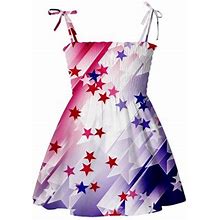 Oavqhlg3b Kids Baby Girls Dress Beach Dresses Casual Sleeveless American Flag Princess Sundress Summer Dress