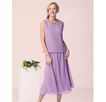 Appleseeds Women's Crinkle Dot 2-Piece Dress - Purple - 8P - Petite