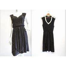 Black Polka Dot And Stripes Dress, Vintage Dress, Black Dress, Summer Dress, Small Size Dress, Vintage, Retro, Retro Dress, Mini Dress
