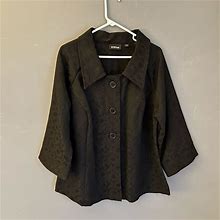 Avenue Jackets & Coats | Avenue Womens Size 18/20 Black 3/4 Sleeve Button Front Classic Blazer Jacket | Color: Black | Size: 18