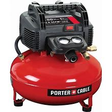 Porter-Cable C2002R Oil-Free Pancake Air Compressor, 0.8 HP, 6 Gal